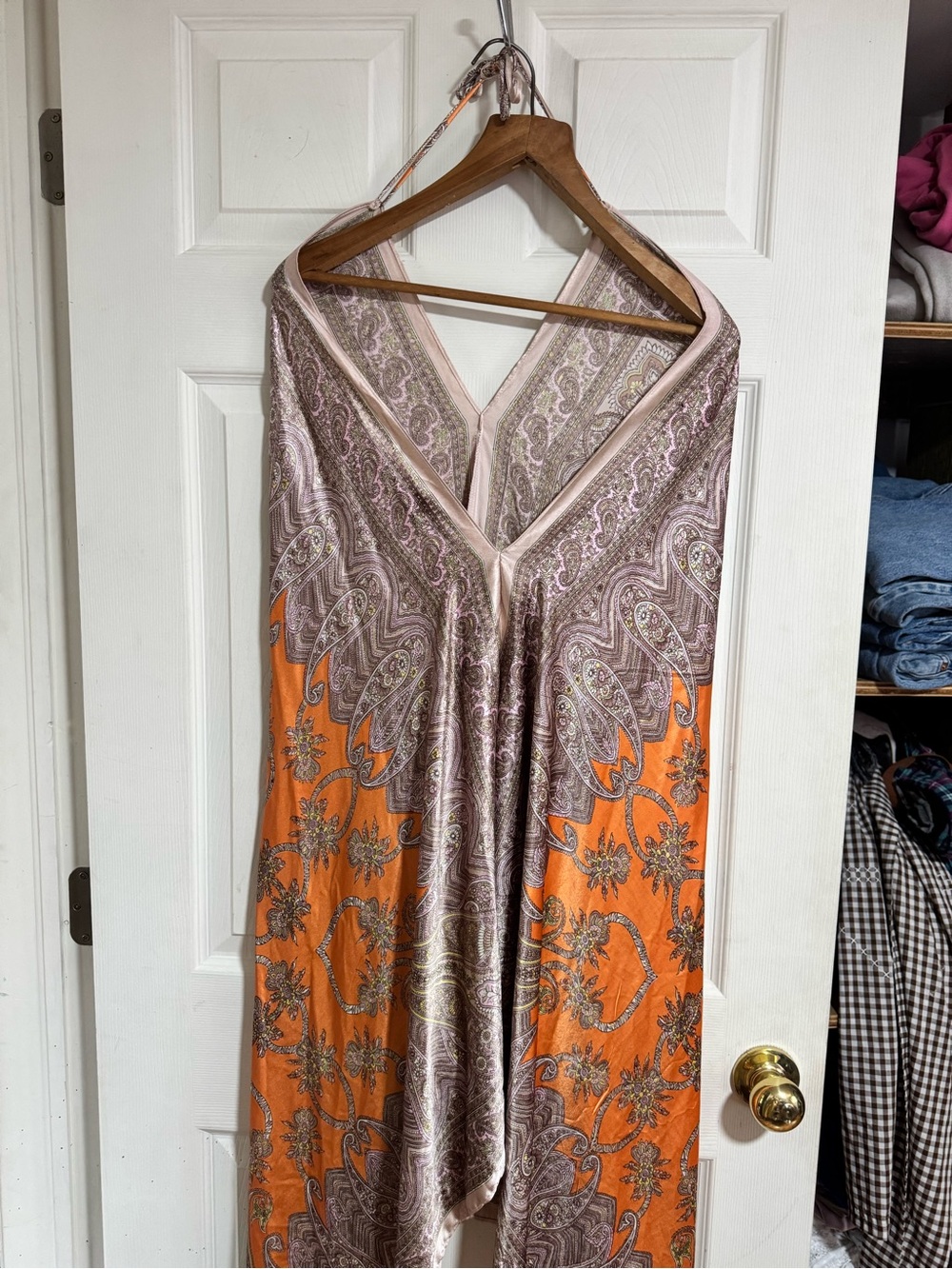 Narciso Rodriguez Pink-Taupe and Orange Paisley Halter Maxi Dress - Picture 2 of 4
